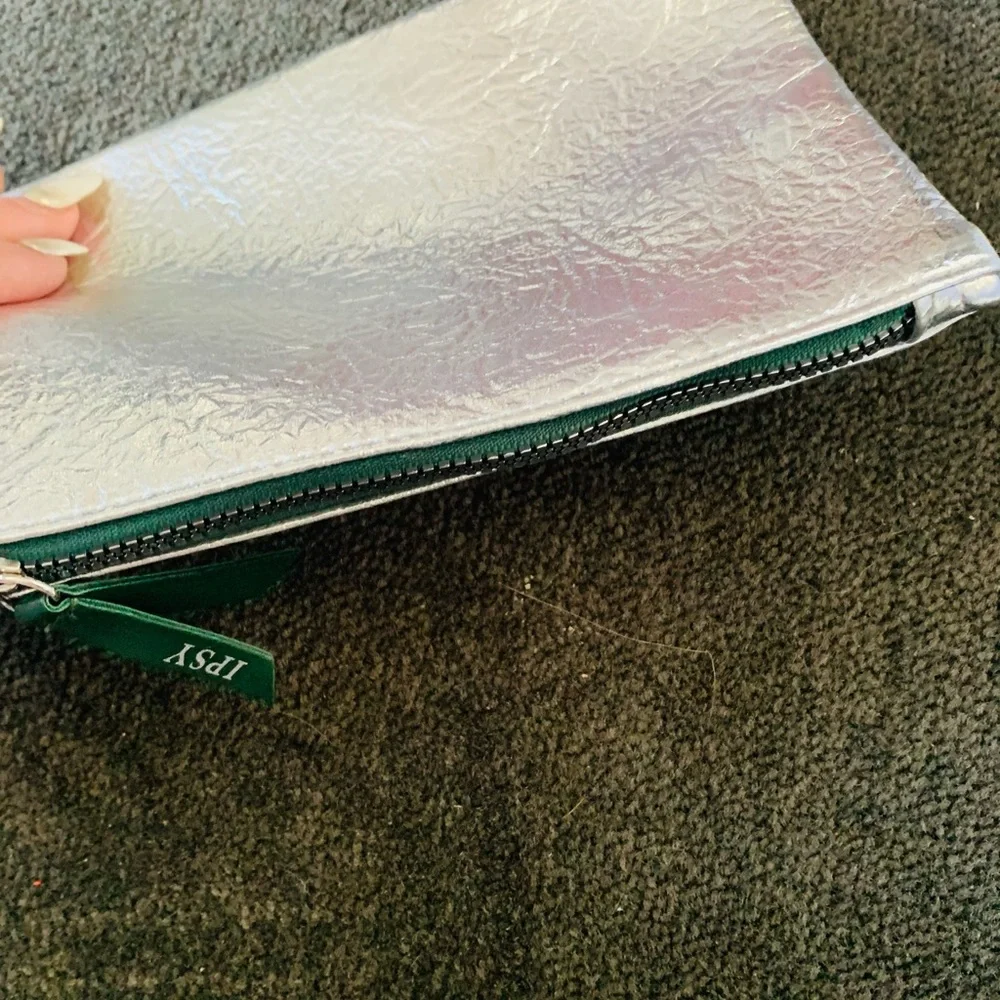 IPSY Silver Metallic Glam Cosmetics Clutch Bag